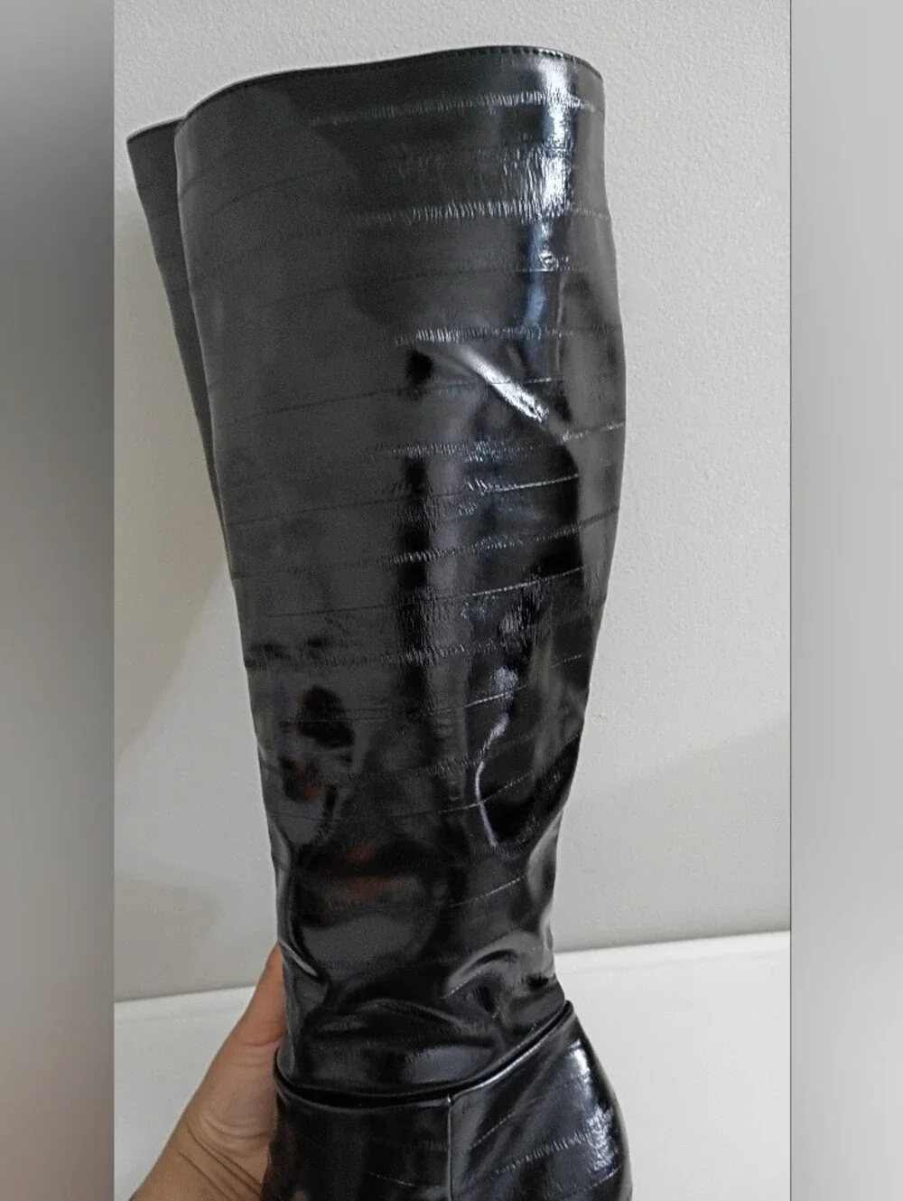 Steve Madden Black Patent Over-the-Knee Stiletto Boots